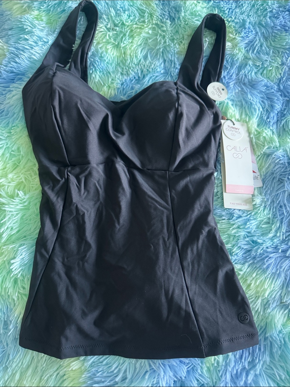 CALIA by Carrie Underwood Black Power Sculpt Tankini Top